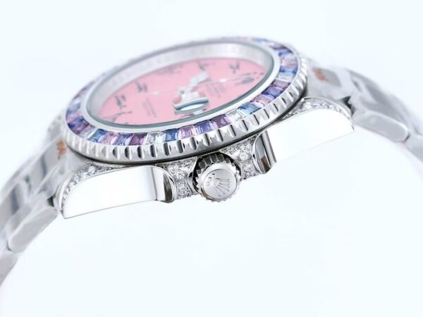 015b71ecab916b9f5093fd9f68f06fb3.jpg Luxury Swiss AAAAA Clone Rolex Datejust Replica Watch – Pink Dial with Humorous Erotic Markers & Jeweled Bezel