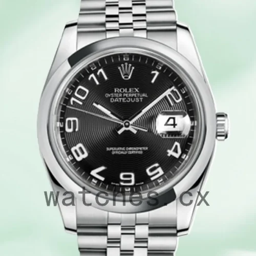 116200BKCAJ-1.webp Rolex Datejust Men’s 116200BKCAJ 36mm Bracelet Black Concentric Dial