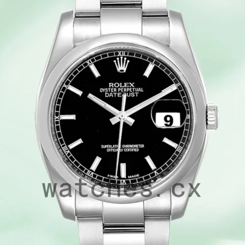116200BKSO-1.webp Rolex Datejust Men’s 36mm 116200BKSO Silver-tone Black Dial