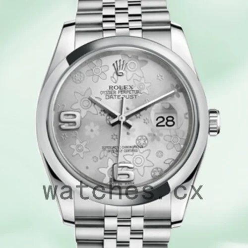 116200SFAJ-1.webp Rolex Datejust Men’s 116200SFAJ 36mm Silver Floral Dial