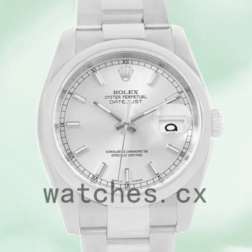 116200SSO-1.webp Rolex Datejust Men’s 36mm 116200SSO Automatic Silver Floral Dial