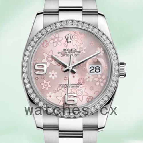 116244PFAO-1.webp Rolex Datejust Men’s 116244PFAO 36mm Silver-tone Pink Floral Dial