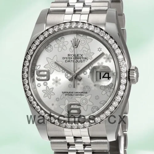 116244SFAJ-1.webp Rolex Datejust 36mm Men’s 116244SFAJ Silver Floral Dial