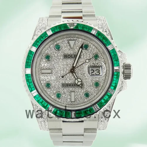 116610LN-GN-1.webp Rolex Submariner 40mm Men’s 116659 Silver-tone Diamond Paved Dial
