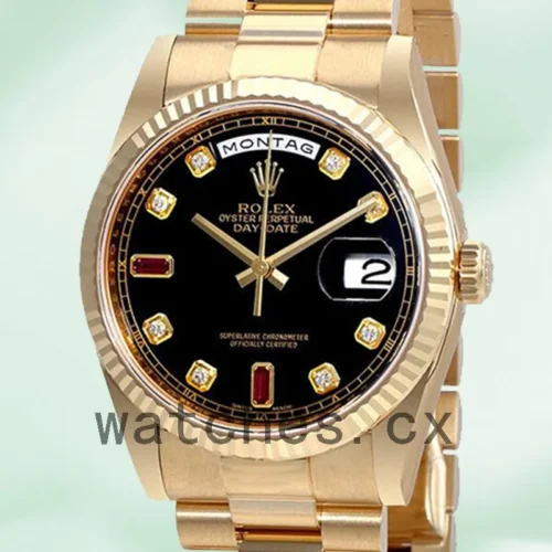 118238BKDRP-1.webp Rolex Day-Date Ladies 118238BKDRP 36mm Black Dial Yellow Gold-tone