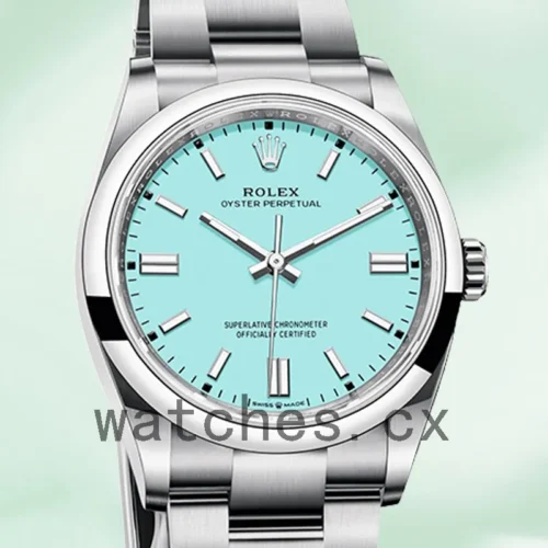126000TBLSO-1.webp Rolex Oyster Perpetual 36mm Unisex m126000-0006 Turquoise Blue Dial Silver-tone