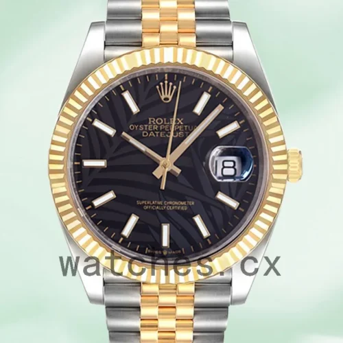 126233BKPSJ-1.webp Rolex Datejust 41mm 126233 Men’s Black Palm Motif Dial