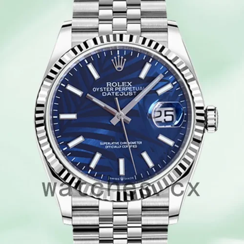 126234BLPSJ-1.webp Rolex Datejust 126234 Men’s 41mm Blue Palm Motif Dial