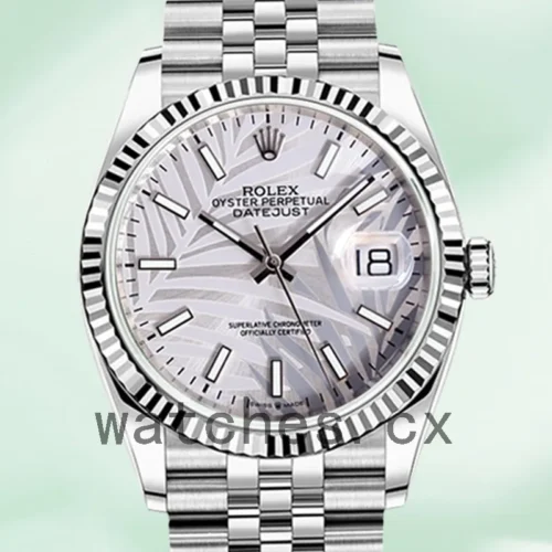 126234SPSJ-1.webp Rolex Datejust Men’s 41mm 126234 Silver Palm Motif Dial Automatic