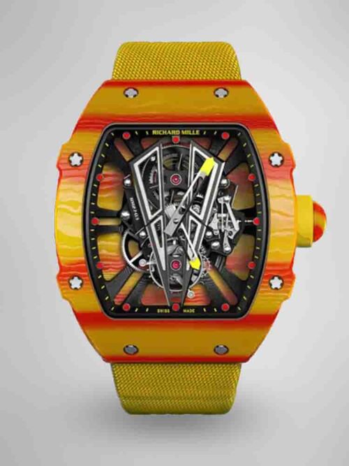 15968ad308c8f95242e4b3e1dde9bcc6.jpg Best Swiss Replica Richard Mille RM 27-03 Red Yellow Carbon Fiber Watch