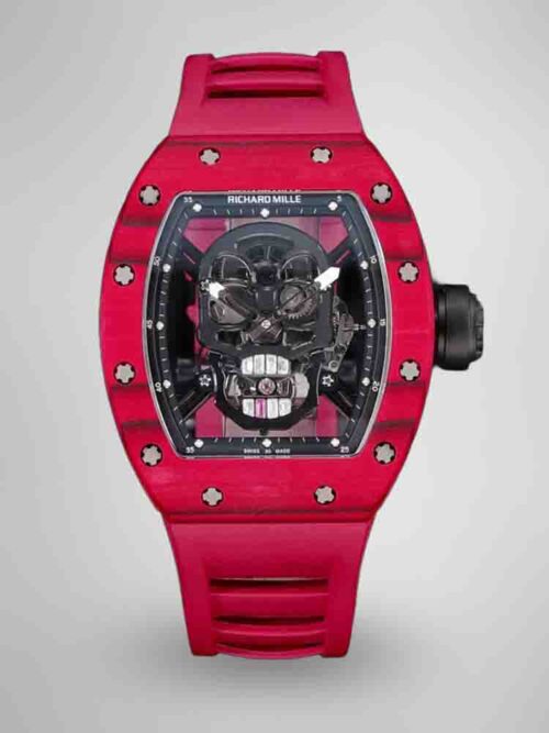 175accfb59a7b6b3706325027bb4aba8.jpg Best Richard Mille RM52-01 Replica - Red Rubber Strap, Skeleton Dial, Swiss Tourbillon, Carbon Fiber Case