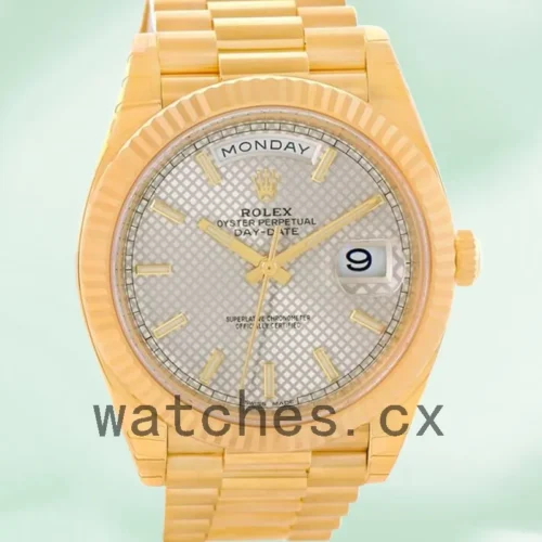 228238SSP-1.webp Rolex Day-Date 40mm Men’s 228238 Gold-tone Silver Diagonal Dial