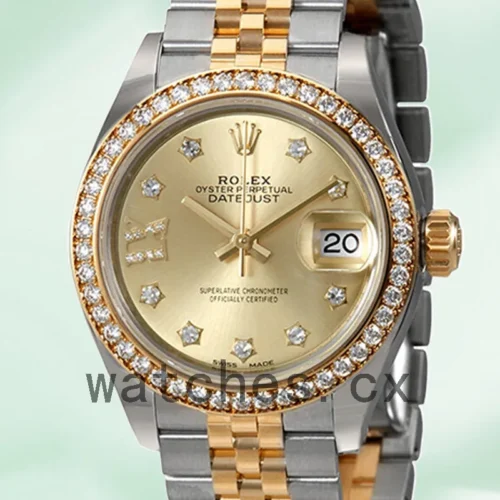 279383CRDJ-1.webp Rolex Datejust 28mm m279383rbr-0021 Ladies Champagne Diamond Dial Automatic