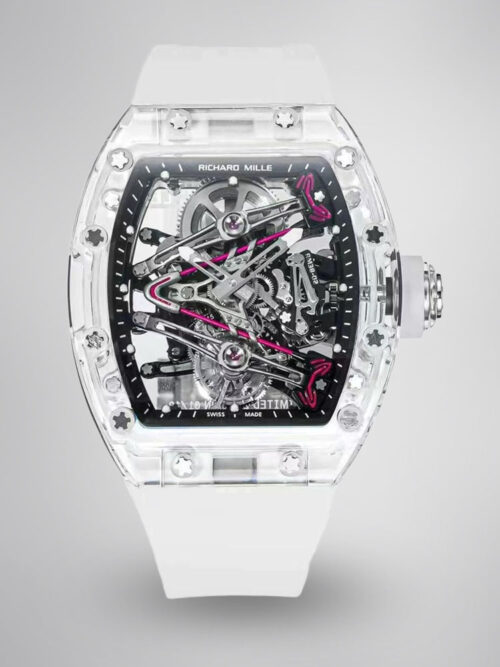 2e66c426ec32a5259b5d77ec48a1945d.jpg Richard Mille RM38-02 Tourbillon Replica Watch with Crystal Case - Pink Theme