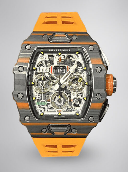 3450baeaca2002cb6acae9504af30ba8.jpg Swiss Replica Richard Mille RM 11-03 McLaren Watch – Carbon Fiber Skeleton Chronograph with Striking Orange Rubber Strap