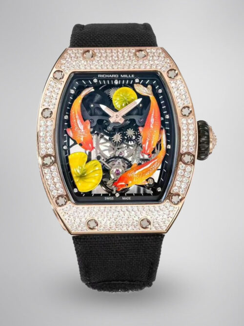 557b222017538d33d75cbbb253cb40a2.jpg Replica Richard Mille RM S10 Koi Tourbillon Watch - Rose Gold & Diamond