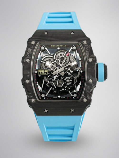 5ab6a687579764f5352e971fc2d0e76e.jpg Replica Richard Mille RM 35-02 Swiss NTPT Carbon Fiber Case, Blue Rubber Strap Watch