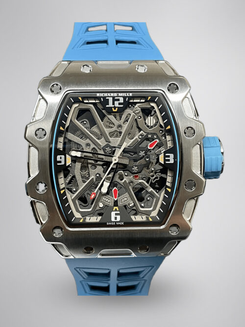 76b93694c692b547fbc0553b42f91116.jpg Luxury Replica Richard Mille RM 35-03 Rafael Nadal Skeleton Dial Blue Strap Watch For Men