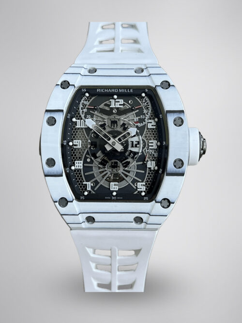 98bc5d1090159b54082d544b1328f2bc.jpg Richard Mille RM 022 Replica White Case White Strap Watch For Men – Skeletonized Dial And Carbon Fiber Case