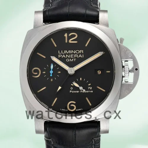 PAM01321-1.webp Panerai Luminor GMT Men’s PAM01321 44mm Leather Strap Black Dial