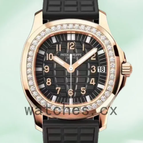 PP-J-5068R-001-1.webp Patek Philippe Aquanaut 32mm 5068R-001 Ladies Quartz Black Dial