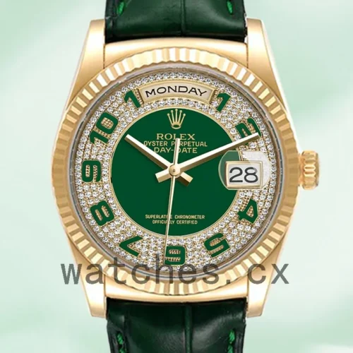R-J-118138GNAL-1.webp Rolex Day-Date 118138 36mm Men’s Green Dial Leather Strap