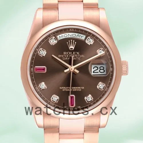 R-J-118205BRDO-1.webp Rolex Day-Date 36mm Men’s 118205 Brown Dial Rose Gold-tone