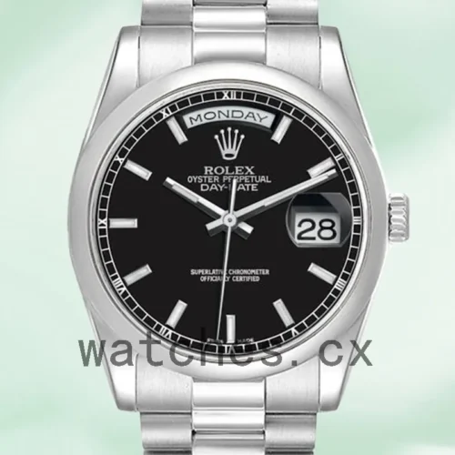 R-J-118206BKSP-1.webp Rolex Day-Date 36mm 118206 Men’s Silver-tone