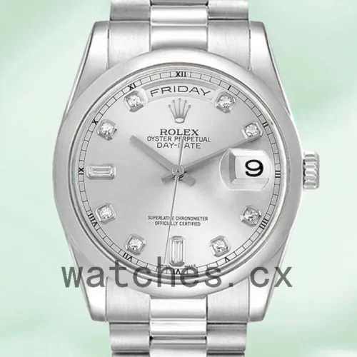 R-J-118206SDP-1.webp Rolex Day-Date 36mm Men’s 118206 Automatic Silver Dial