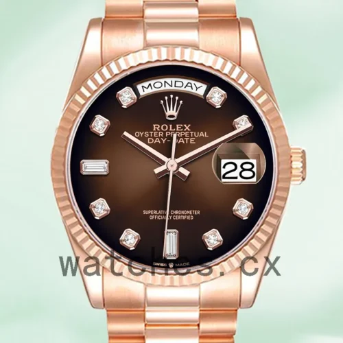R-J-128235BRDP-1.webp Rolex Day-Date Men’s 36mm m128235-0037 Rose Gold-tone Brown Dial