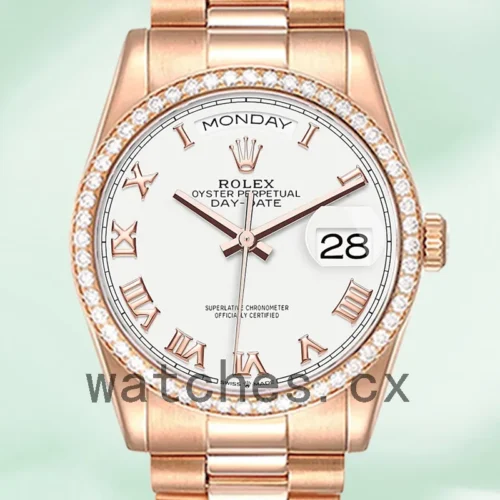 R-J-128345WRP-1.webp Rolex Day-Date m128345rbr-0054 Men’s 36mm President Bracelet White Dial