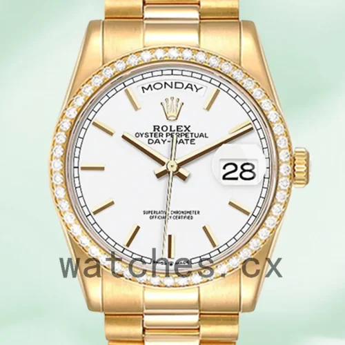 R-J-128348WSP-1.webp Rolex Day-Date Men’s 36mm m128348rbr-0047 Gold-tone White Dial