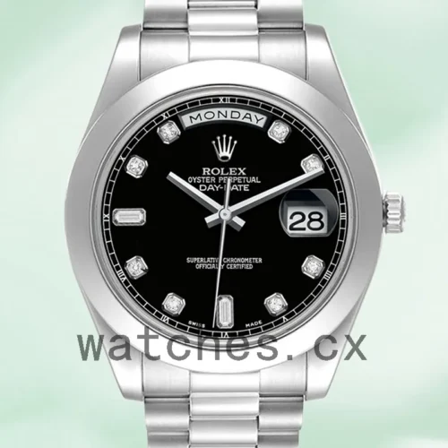 R-J-218206BKDP-1.webp Rolex Day-Date 218206 41mm Men’s President Bracelet Silver-tone