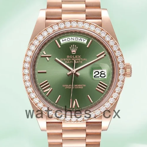 R-J-228345GNRP-1.webp Rolex Day-Date m228345rbr-0011 Men’s 40mm Green Dial Rose Gold-tone