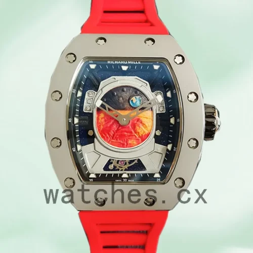 RM-J-52-05-006-1.webp Richard Mille RM52-05 RM52-05-006 Around 50*42mm Men Silver-tone Rubber Band