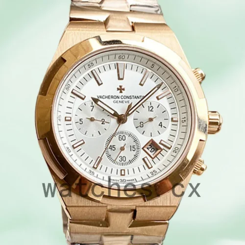 VC-K-5500V110A-B075-001-1.webp Vacheron Constantin Overseas 5500V/110A-B075-001 42mm Men White Dial Rose Gold-tone