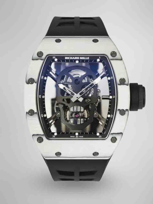 afeb78e4b66f6bab03528f453c494257.jpg Best Swiss Replica Richard Mille RM52 Skull Tourbillon Watch with Rubber Strap