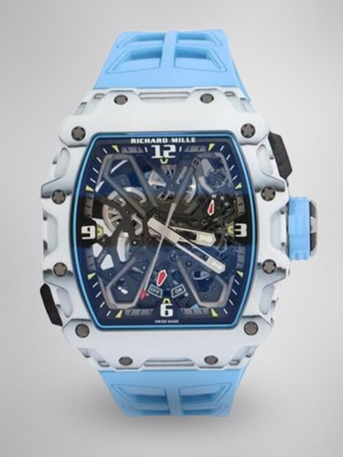 c9a75bf0f6442438b255a579fe6e67a1.jpg Best Swiss Richard Mille RM 35-03 Replica Rafael Nadal Watch for Men | White Carbon Fiber Case | Blue Strap