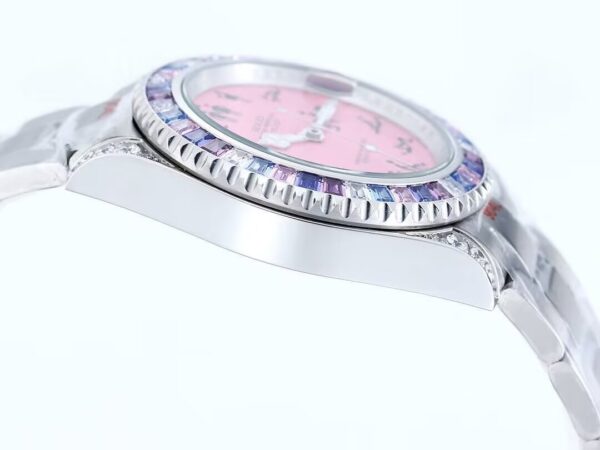 d431facc53e31db767246c8893b3737d.jpg Luxury Swiss AAAAA Clone Rolex Datejust Replica Watch – Pink Dial with Humorous Erotic Markers & Jeweled Bezel