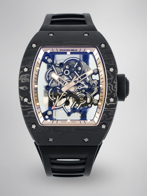 fea8bbda63e3cb962b053e67a0d0bd76.jpg Richard Mille RM055 Skeleton Watch with Black Rubber Strap – Swiss Replica