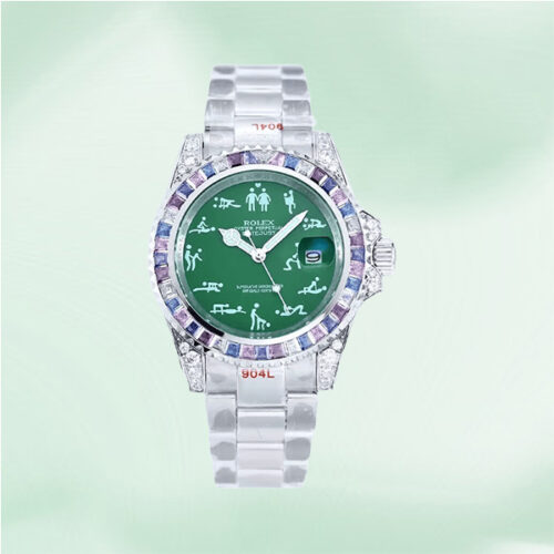 rolex-datejust-replica-00002.jpg Luxurious 40mm Rolex Datejust Replica For Bold Style Lovers – Green Dial, Jeweled Bezel, Diamond Lugs, Swiss Movement