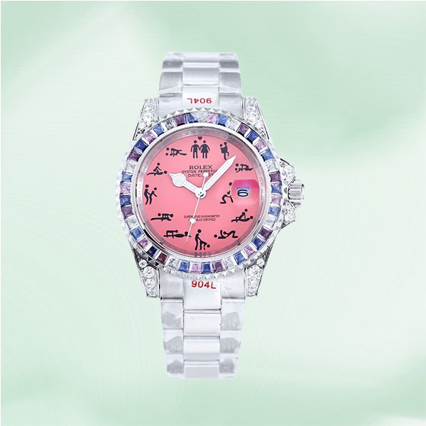 rolex-datejust-replica-00004.jpg Luxury Swiss AAAAA Clone Rolex Datejust Replica Watch – Pink Dial with Humorous Erotic Markers & Jeweled Bezel
